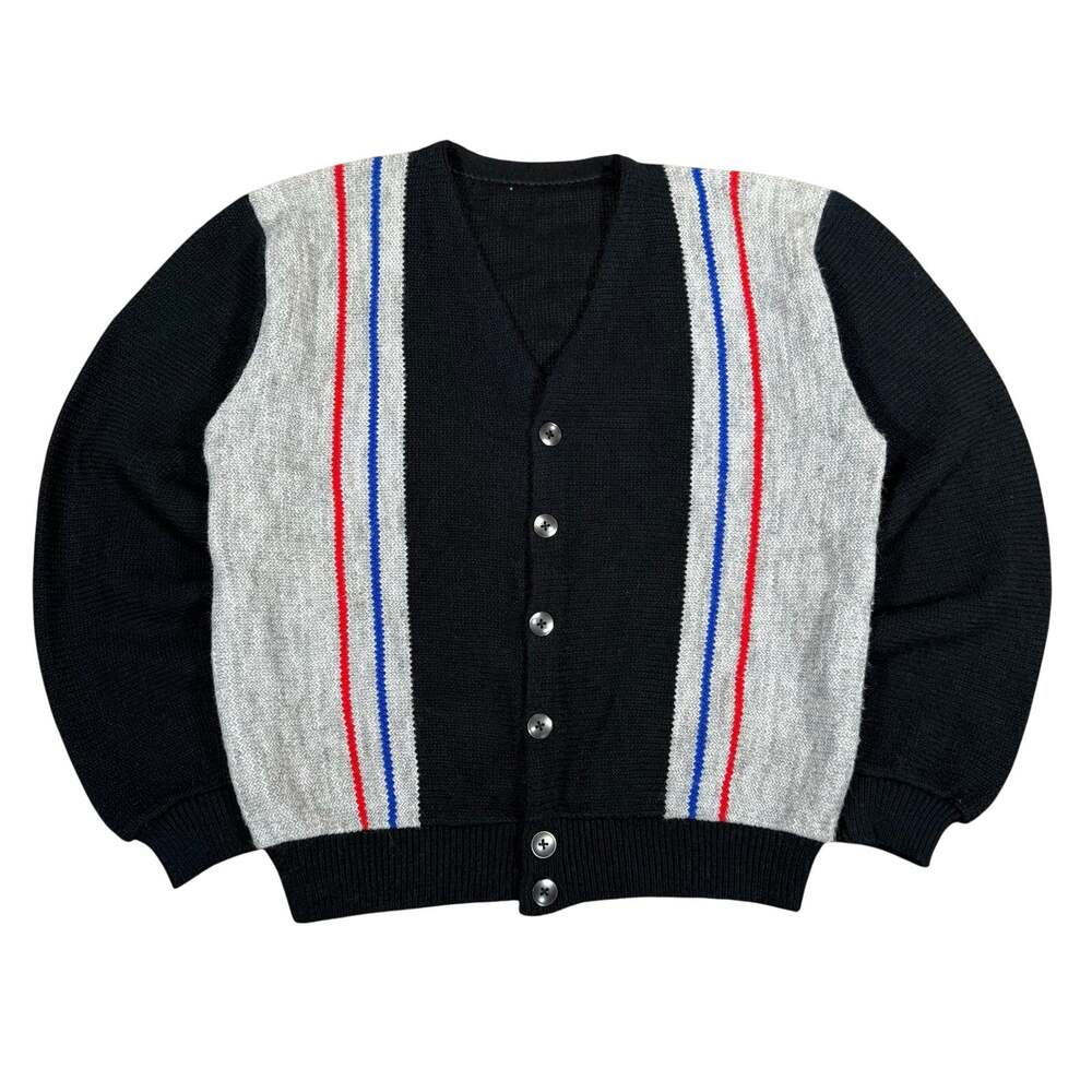 Vintage 60s 70s Mod Paneled Acrylic Sweater Cardigan Retro Size Medium
